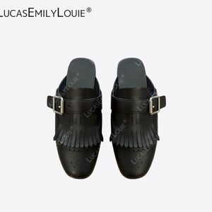 Cute Black Leather Mules (made of cowhide) — Size 37 (US 6.5-7) – Worn Once